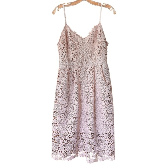ASTR the Label Lace Midi Dress Blush Pink L Adjustable Lined Feminine NWT - Picture 3 of 9